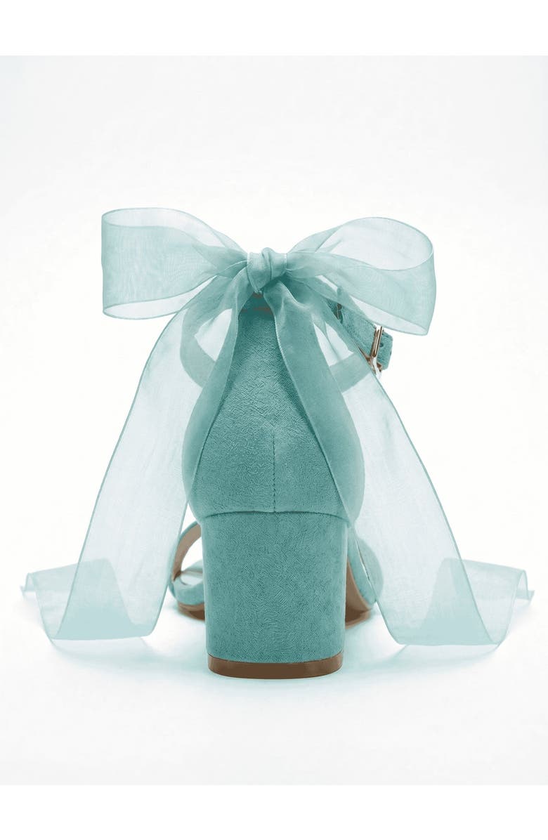 Forever & Always Shoes Rochelle Ivory Bridal Sandals with Ribbon, Alternate, color, Aqua Suede