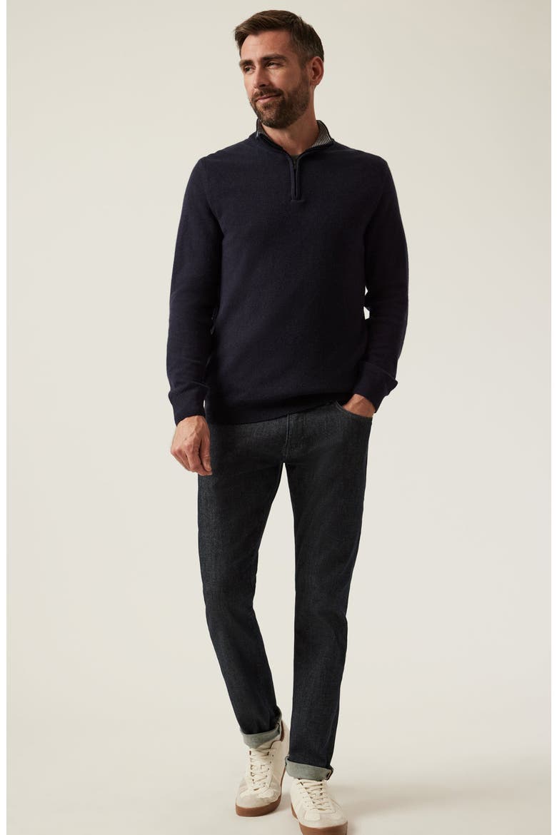 Cashmere, Silk & Wool Quarter Zip Sweater, Alternate, color, DARK NAVY