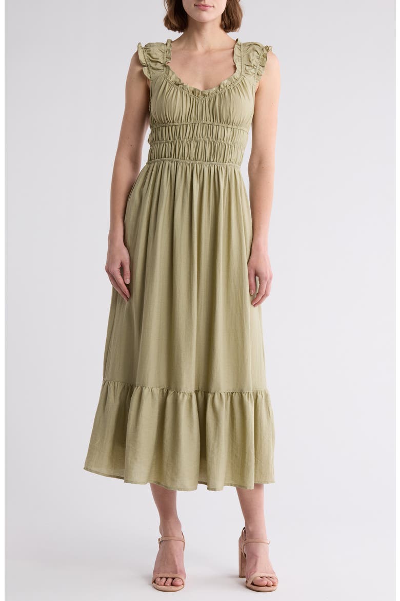 Sleeveless Tiered Maxi Dress, Main, color, OLIVE