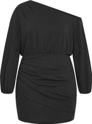 City Chic Alysia One-Shoulder Long Sleeve Minidress