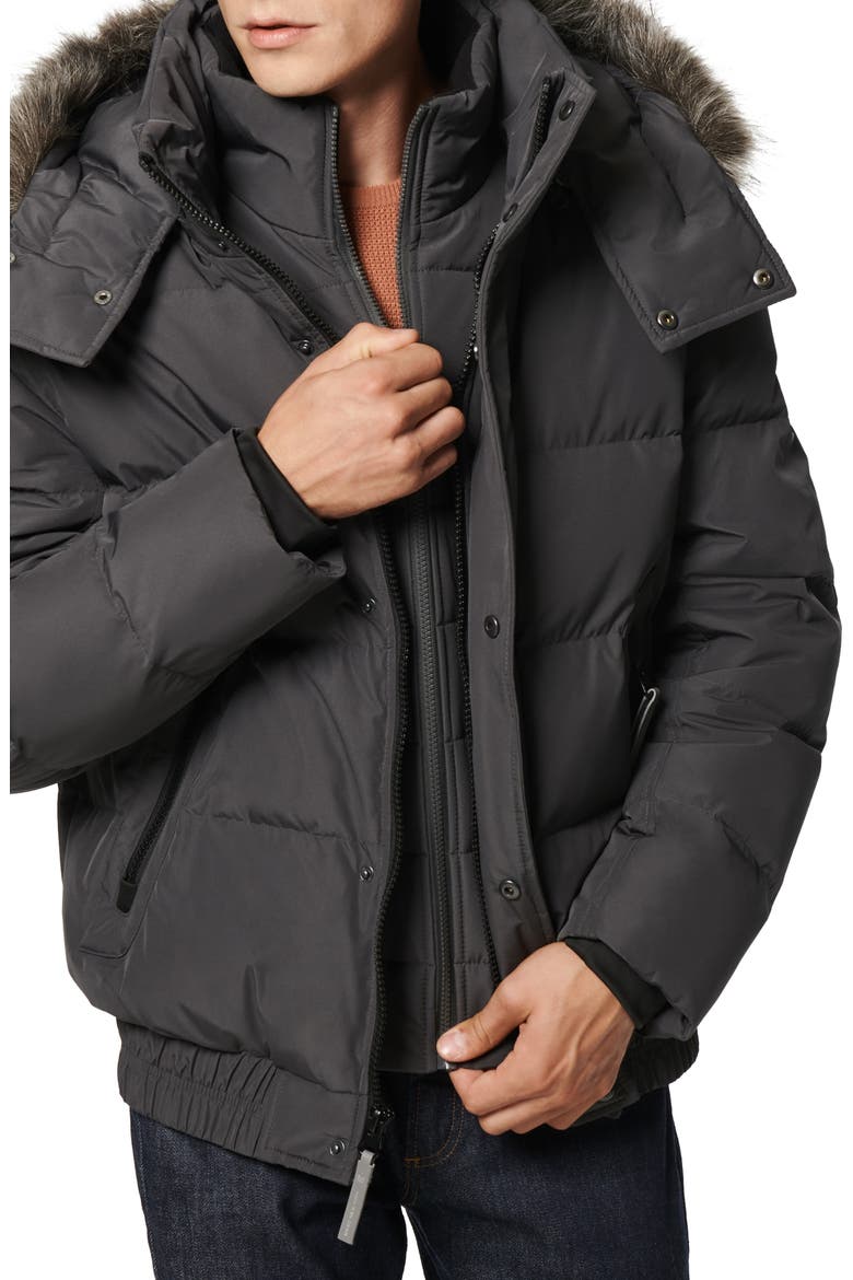 Umbra Faux Fur Trim Quilted Jacket, Main, color, CHARCOAL