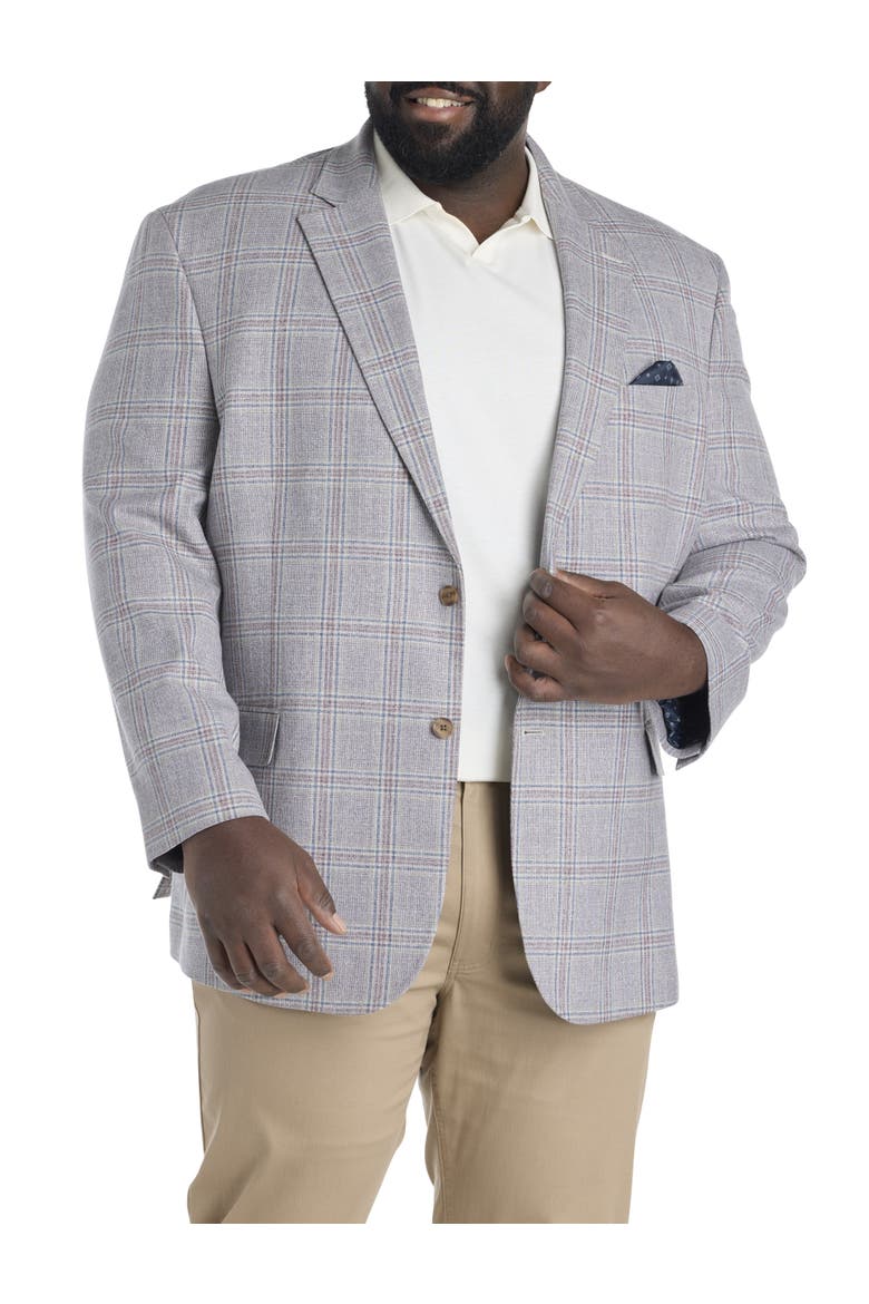 Big & Tall Spring Plaid Sport Coat, Main, color, GREY MULTI