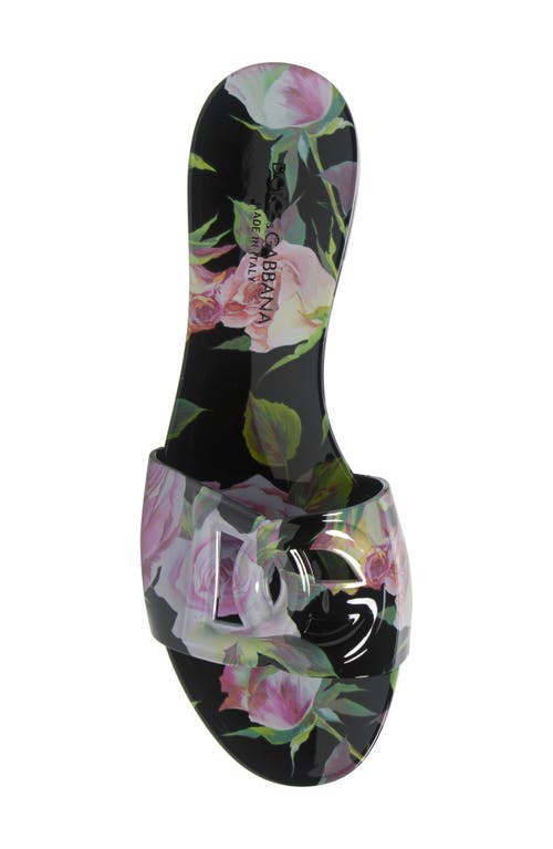 Dolce & Gabbana Multicolor Rubber Beachwear Sandals In Rose Rosa Nero