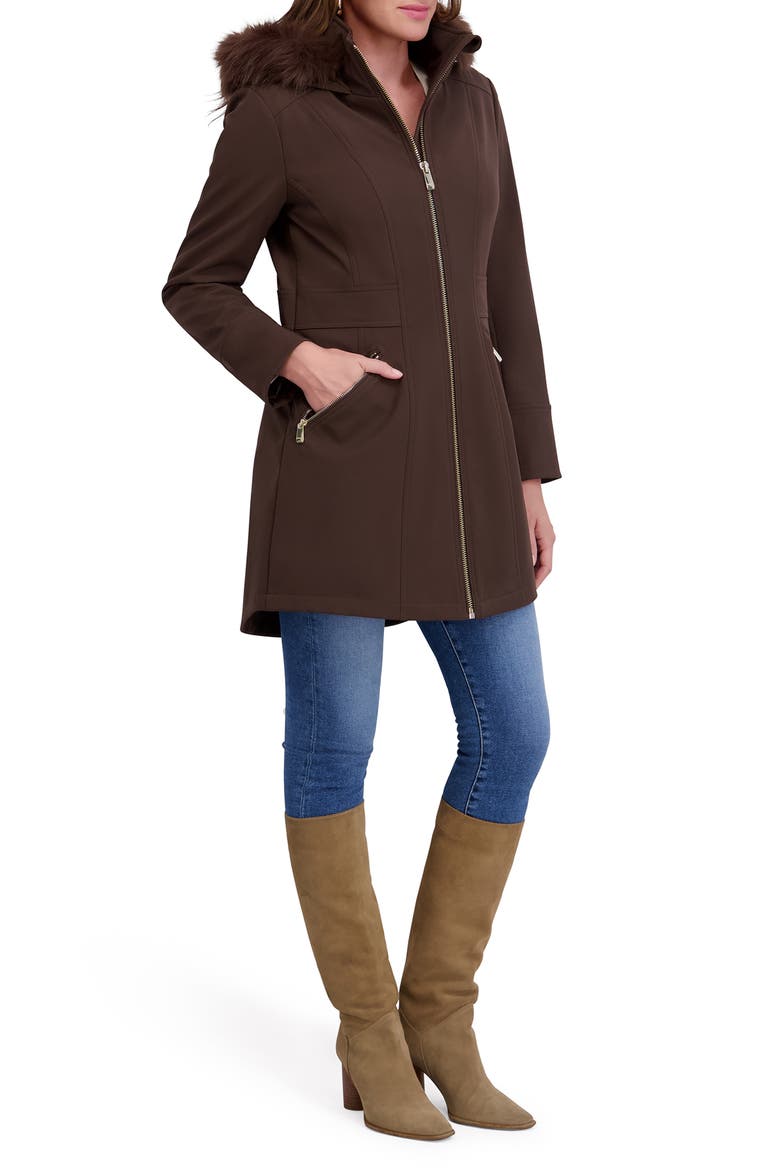 Shelled Faux Fur Trim Hooded Parka, Alternate, color, CHOCOLATE