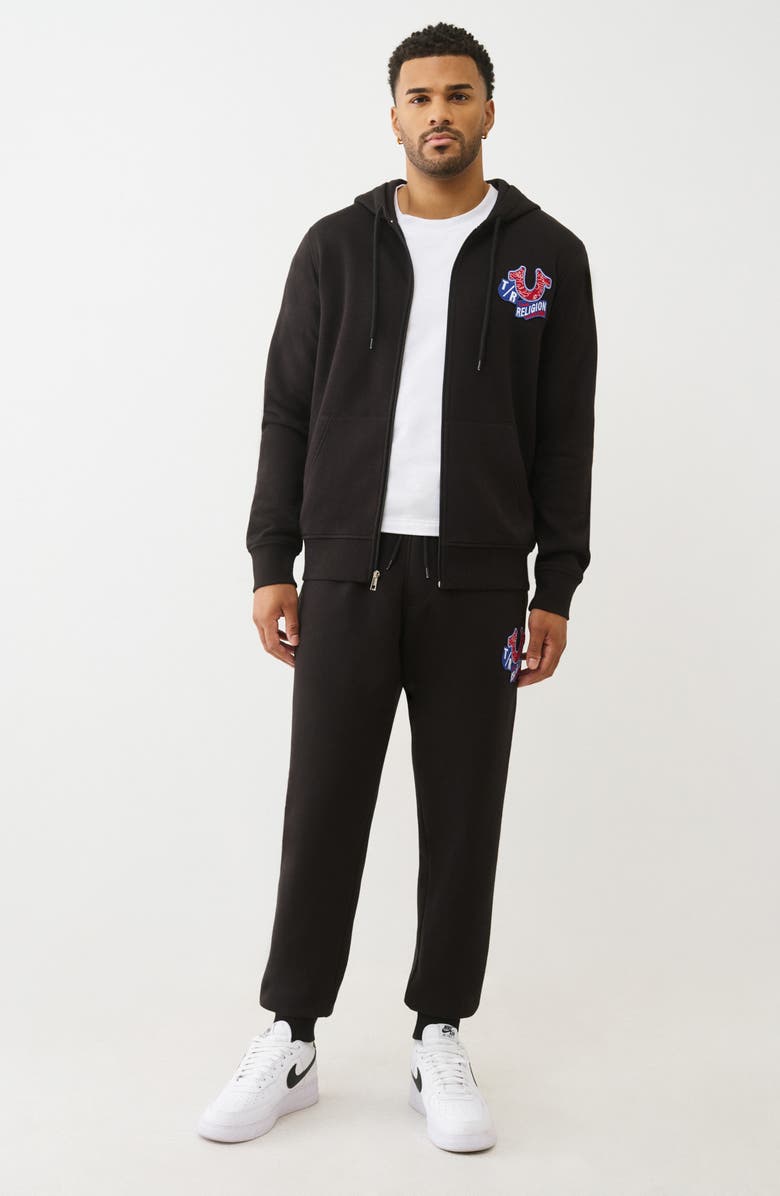 True Religion Embroidered Patch Joggers, Alternate, color, Jet Black