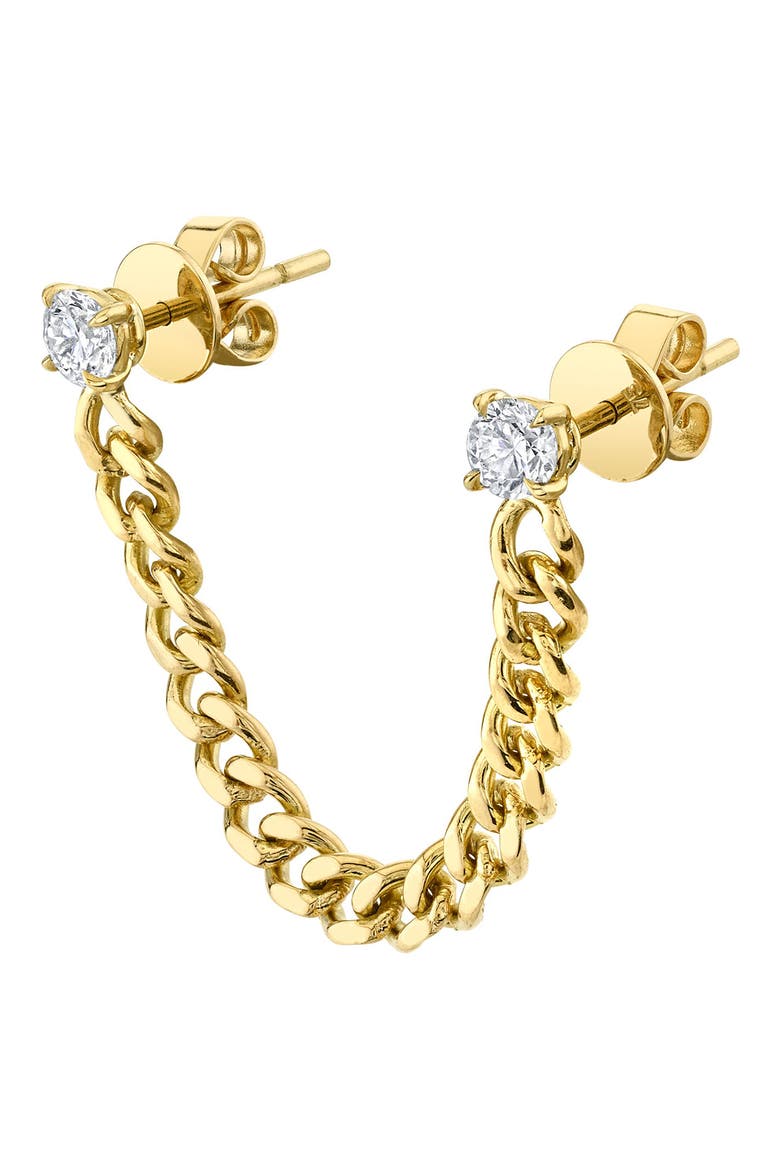 18k Gold Diamond Cuban Chain Link Earring, Main, color, 18K YELLOW GOLD