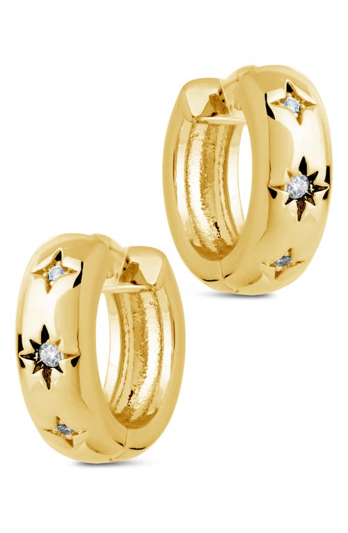 Sterling Forever Harmoni Star Cubic Zirconia Hoop Earrings In Gold