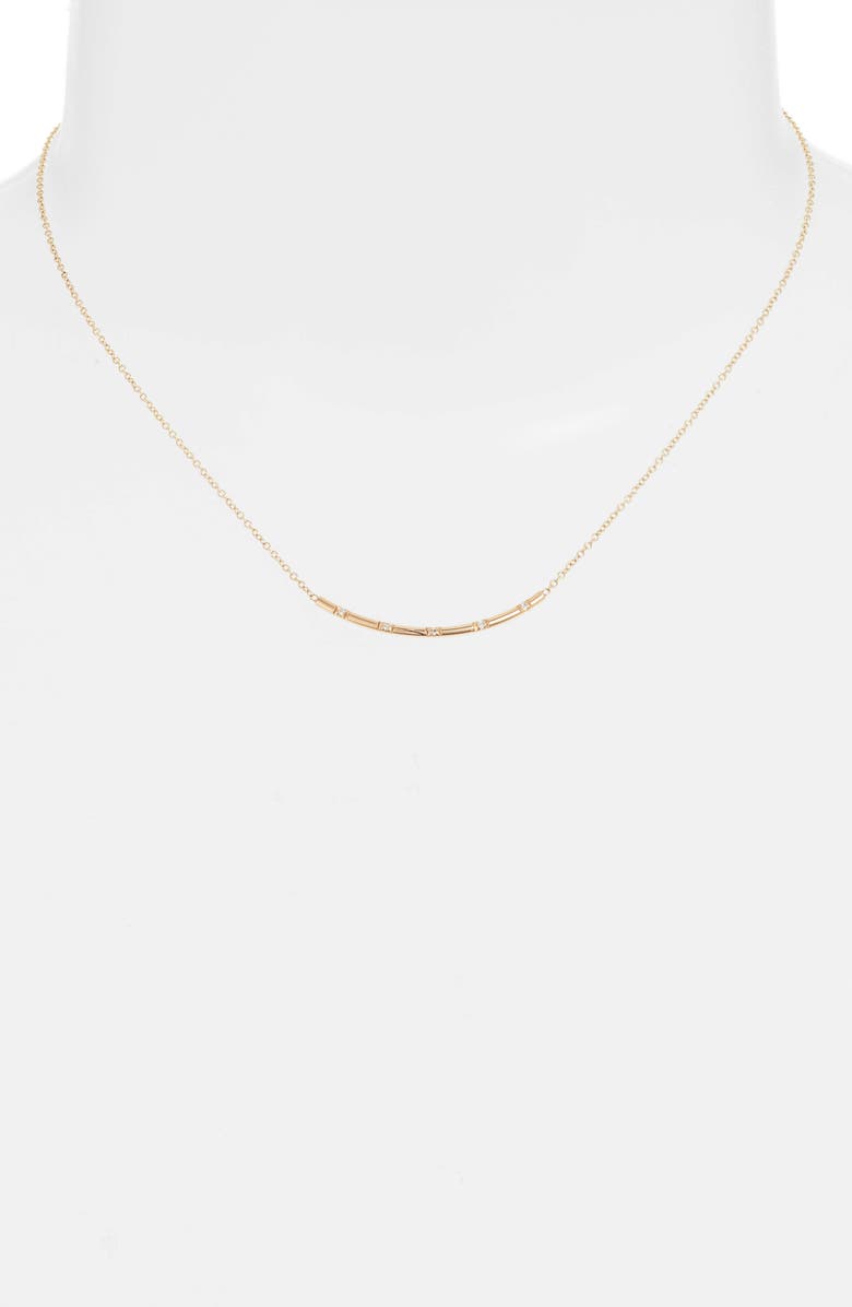 Zoë Chicco Pavé Diamond Curved Bar Necklace, Alternate, color, 