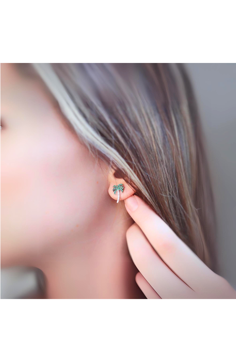 Spero London Palm Tree Sterling Silver Stud Earring, Alternate, color, Silver
