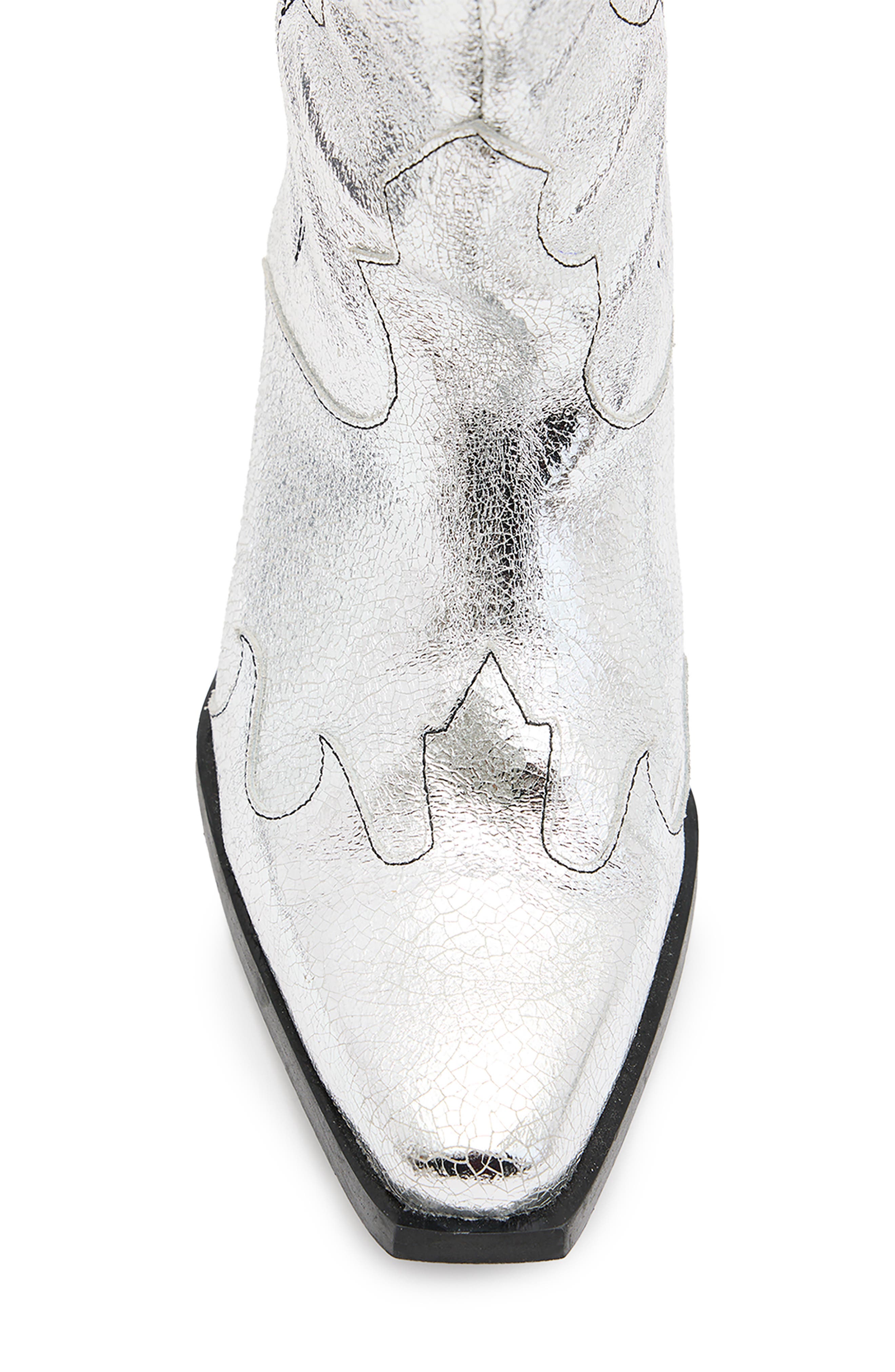 AllSaints Dolly Cowboy Boot, Alternate, color, Metallic Silver