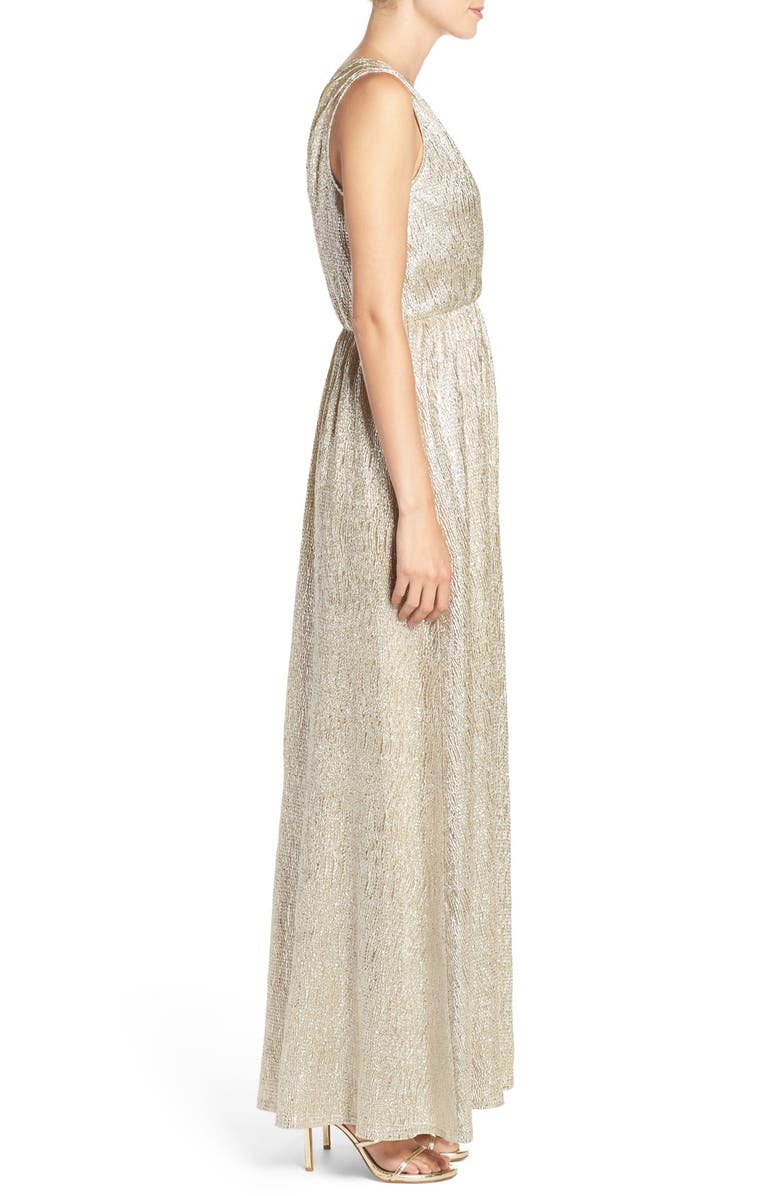 Lulus Surplice V-Neck Sleeveless Shimmer Gown, Alternate, color, 
