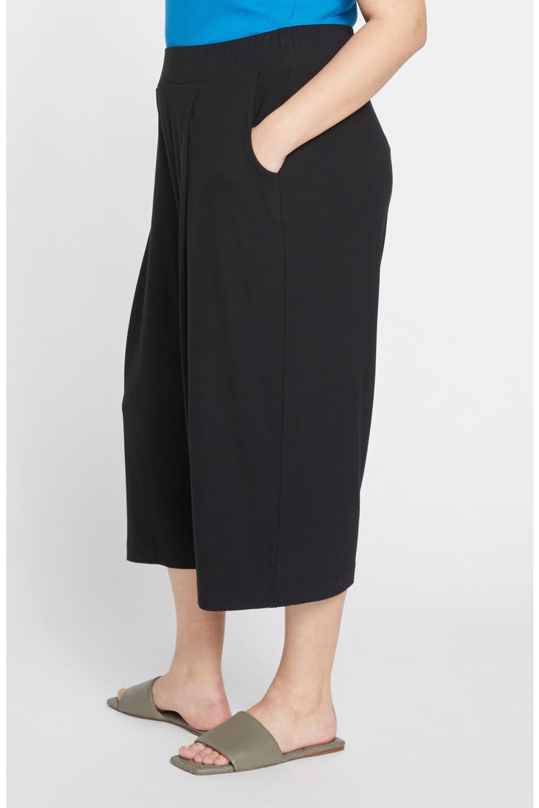 Casual Cotton Culottes, Alternate, color, BLACK