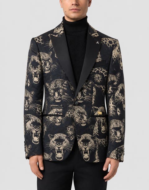 Regular Fit Blazer Jacquard Leopards Men