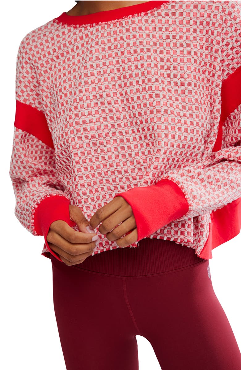 Free People My Time Textured Waffle Knit Cutout Top, Alternate, color, Victory Red