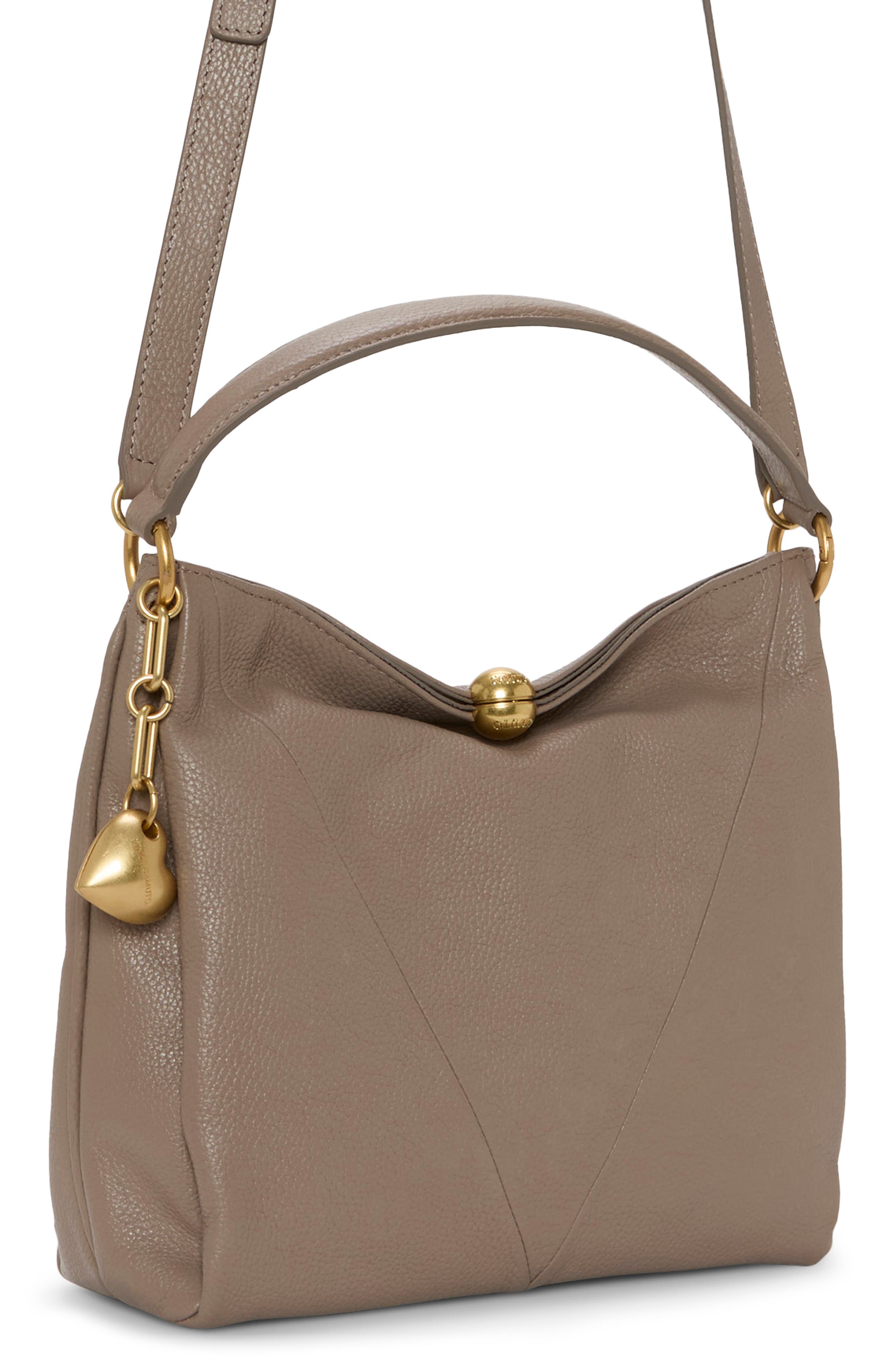 Vince Camuto Medna Leather Shoulder Bag, Alternate, color, Beige