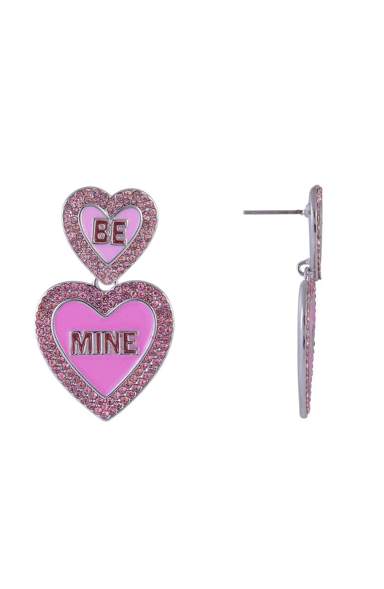 Hallmark "Be Mine" Pink Enamel Conversation Heart Earrings, Alternate, color, Pink