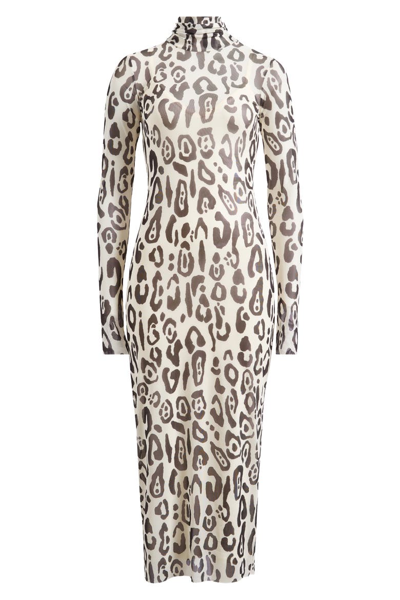 Shailene Turtleneck Long Sleeve Mesh Dress, Alternate, color, STARK LEOPARD