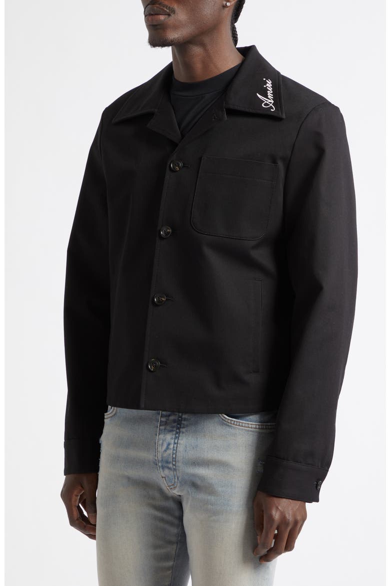 Script Collar Cotton Jacket, Alternate, color, BLACK