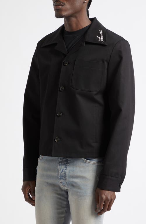Amiri Script Collar Cotton Jacket In Black