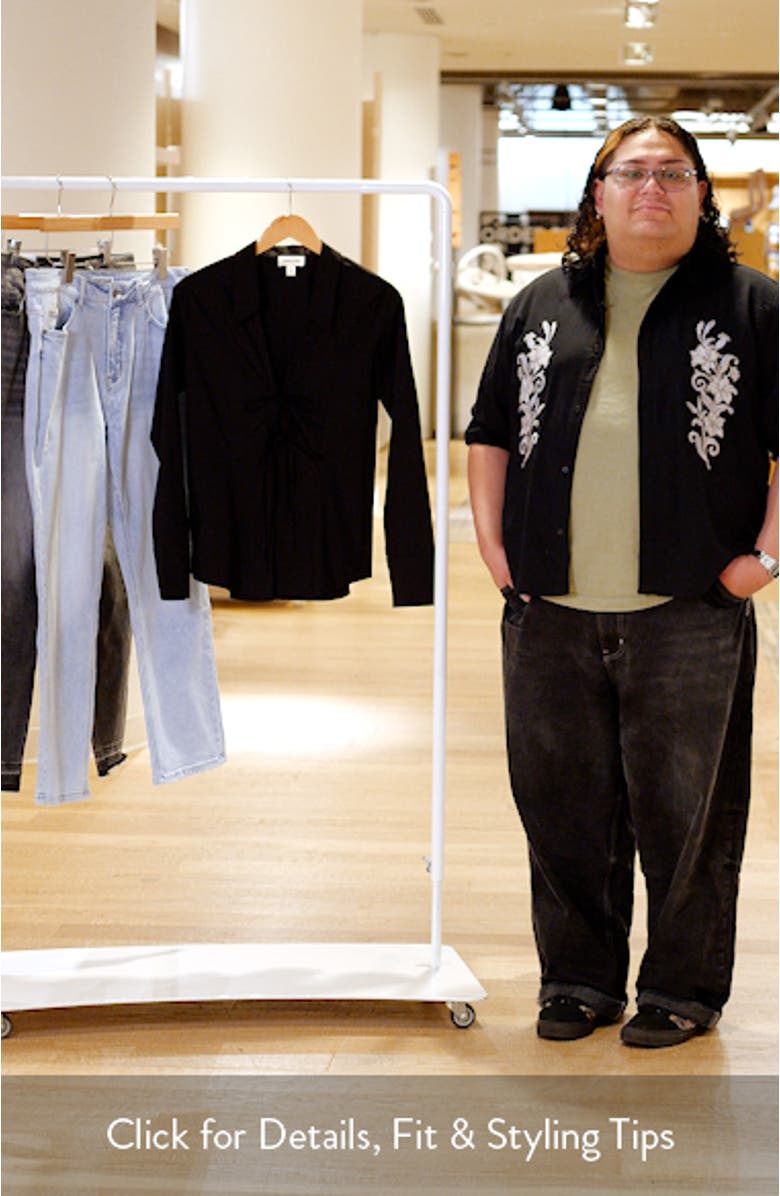 Tie Front Cotton Blend Poplin Shirt, sales video thumbnail