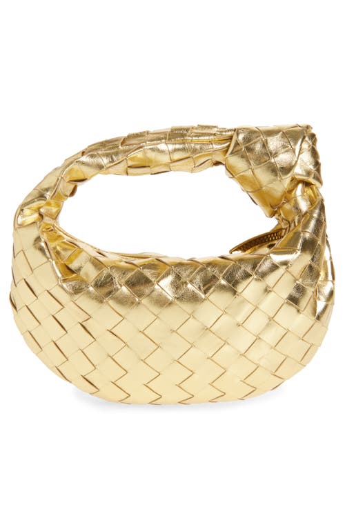 Bottega Veneta Mini Jodie Metallic Leather Top-handle Bag In 8922 Gold Brass