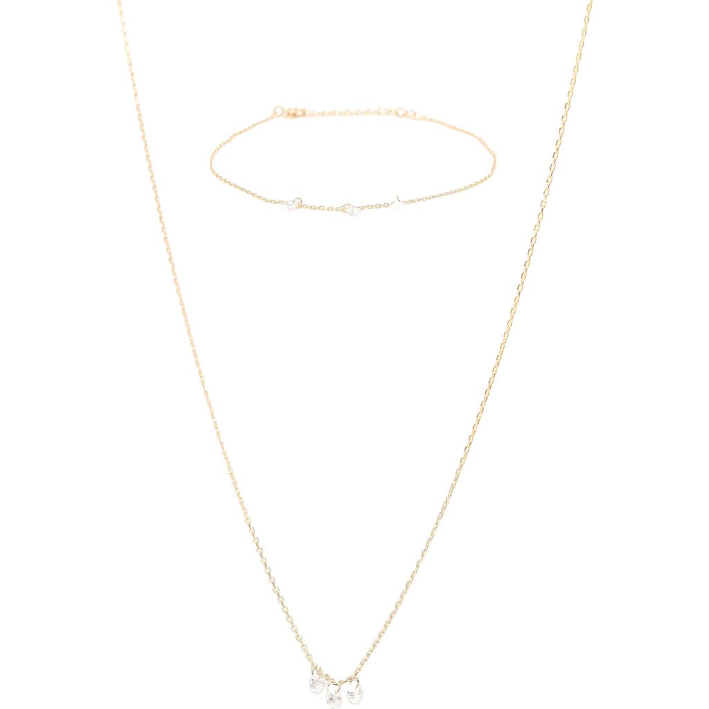 Bearfruit Jewelry Sterling Silver 18k Gold Plated Emmeline Three Charms Necklace & Bracelet Set In Gold
