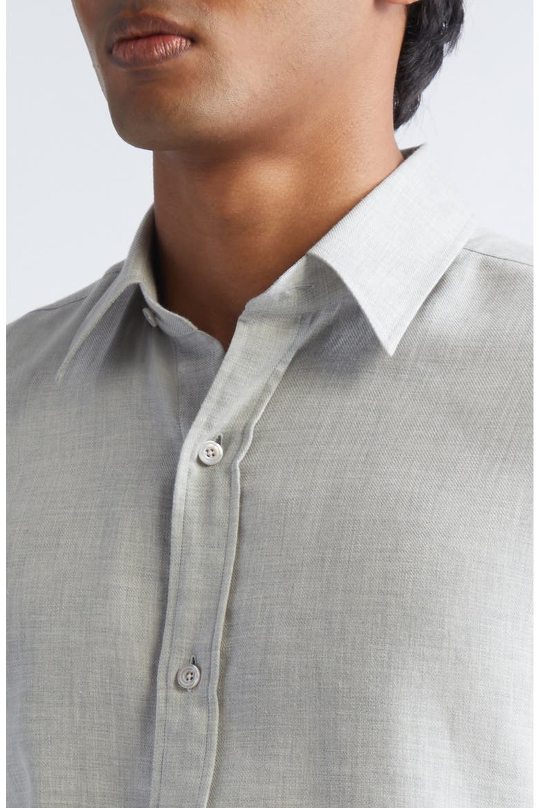 Cotton & Cashmere Mélange Twill Button-Up Shirt, Alternate, color, IG100 GREY