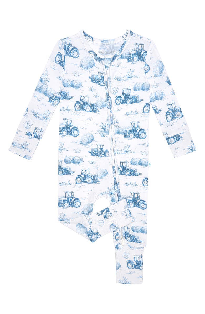 Posh Peanut Fitted Convertible One-Piece Pajamas, Main, color, Dark Blue