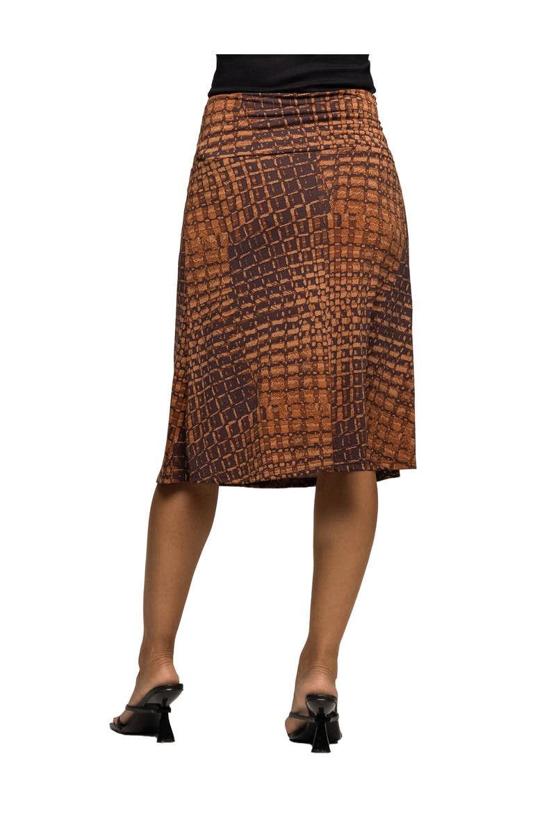 24seven Comfort Apparel Geometric Print Knee Length Skirt, Alternate, color, Brown Multi