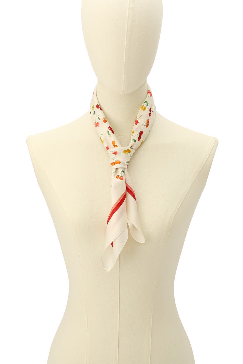 Cheery Mix Printed Silk Scarf, Alternate, color, CHALK MULTI