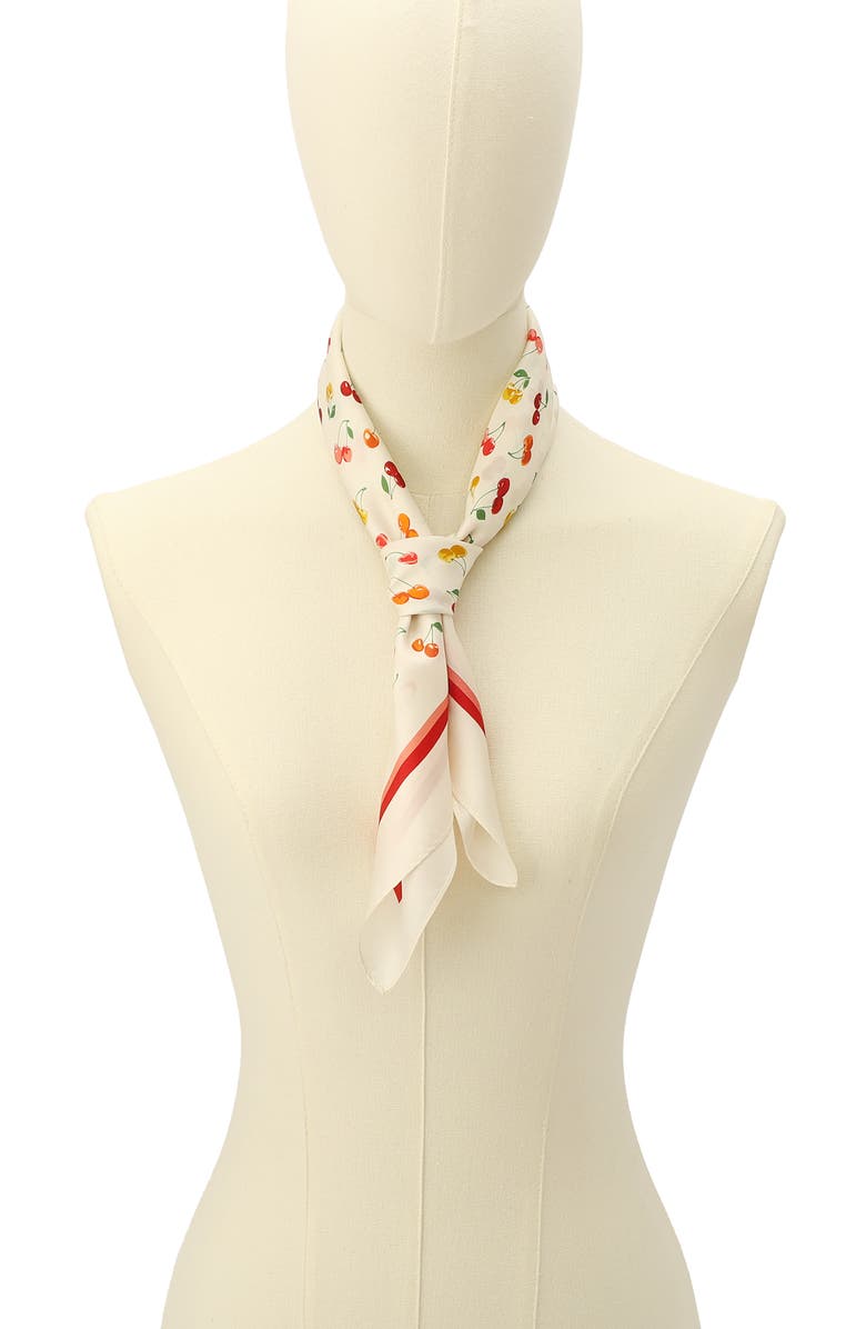 COACH Cheery Mix Printed Silk Scarf, Alternate, color, Chalk Multi