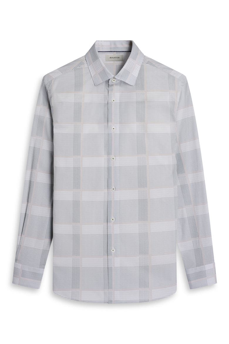 Axel Shaped Fit Glen Plaid Stretch Cotton Button-Up Shirt, Alternate, color, SHARK