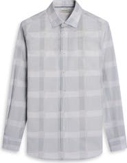 Bugatchi Axel Shaped Fit Glen Plaid Stretch Cotton Button-Up Shirt