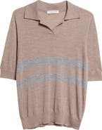 Johnstons of Elgin Coira Stripe Superfine Cashmere Polo