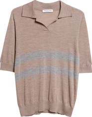 Johnstons of Elgin Coira Stripe Superfine Cashmere Polo