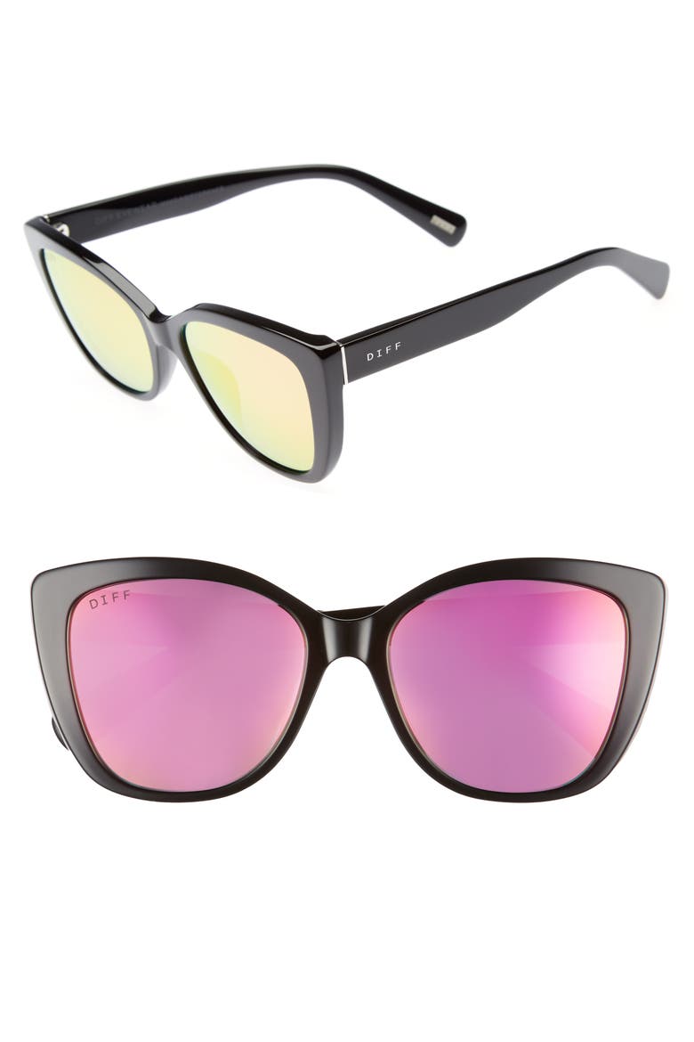 Ruby 54mm Polarized Sunglasses, Main, color, BLACK/ PINK