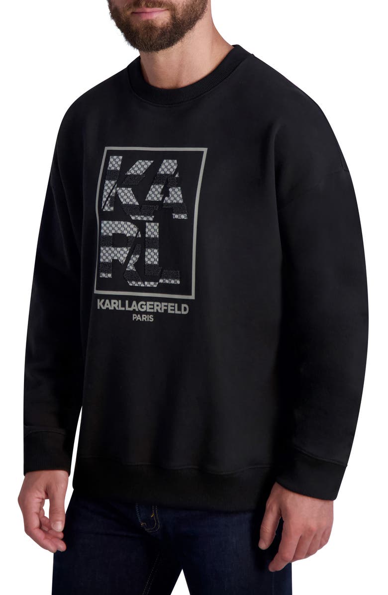 KARL LAGERFELD PARIS Box Logo Organic Cotton Blend Crewneck Graphic Sweatshirt, Alternate, color,