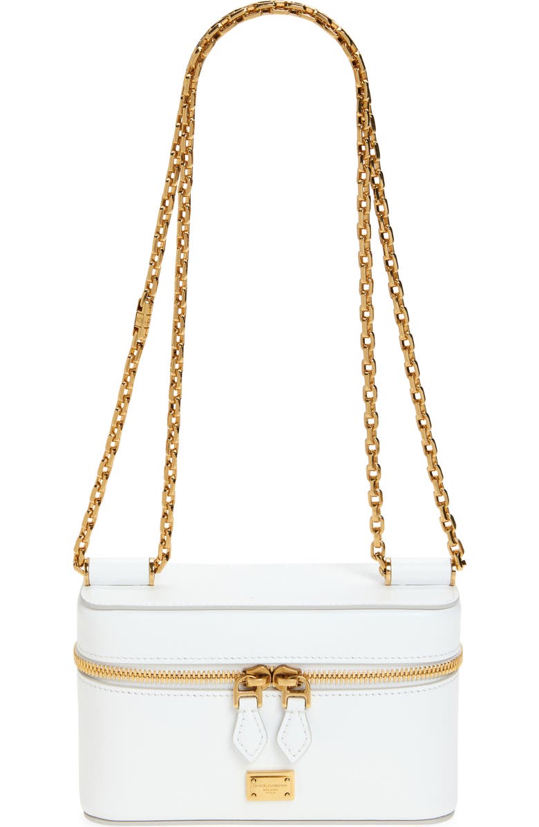Dolce&Gabbana Sicily Leather Vanity Case Crossbody Bag, Main, color, Bianco Ottico
