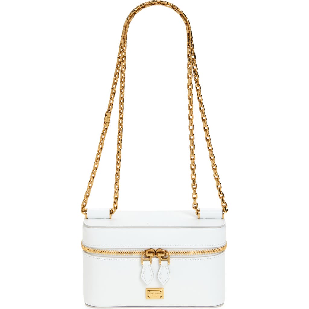 Dolce & Gabbana Sicily Calfskin Vanity Crossbody Bag In Bianco Ottico