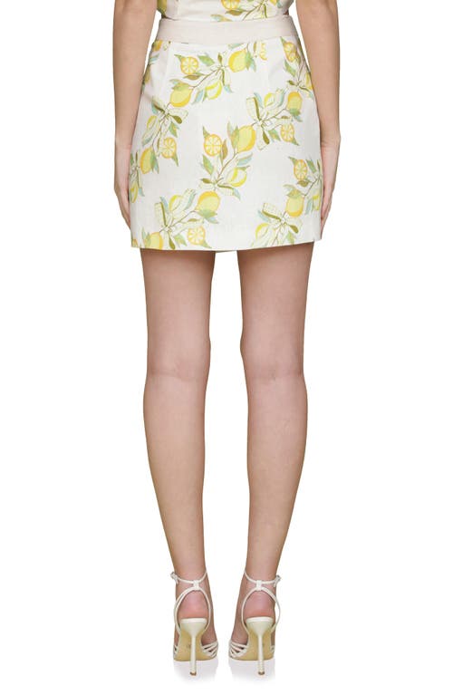 AVEC LES FILLES AVEC LES FILLES LEMON PRINT LINEN BLEND MINISKIRT 