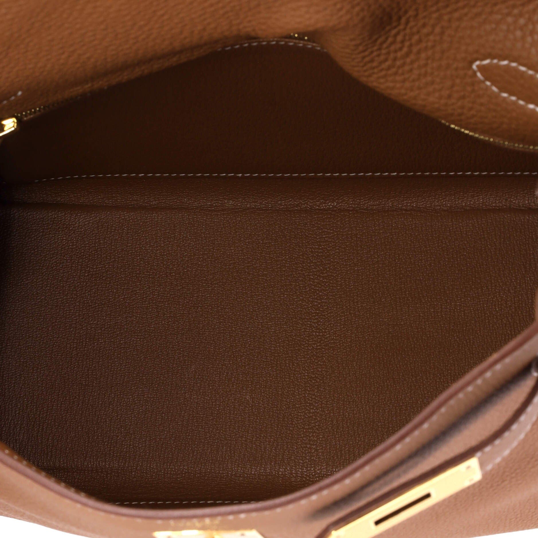 Pre-Owned Hermes Kelly Handbag Brown Togo with Gold Hardware 28, Alternate, color, Gold