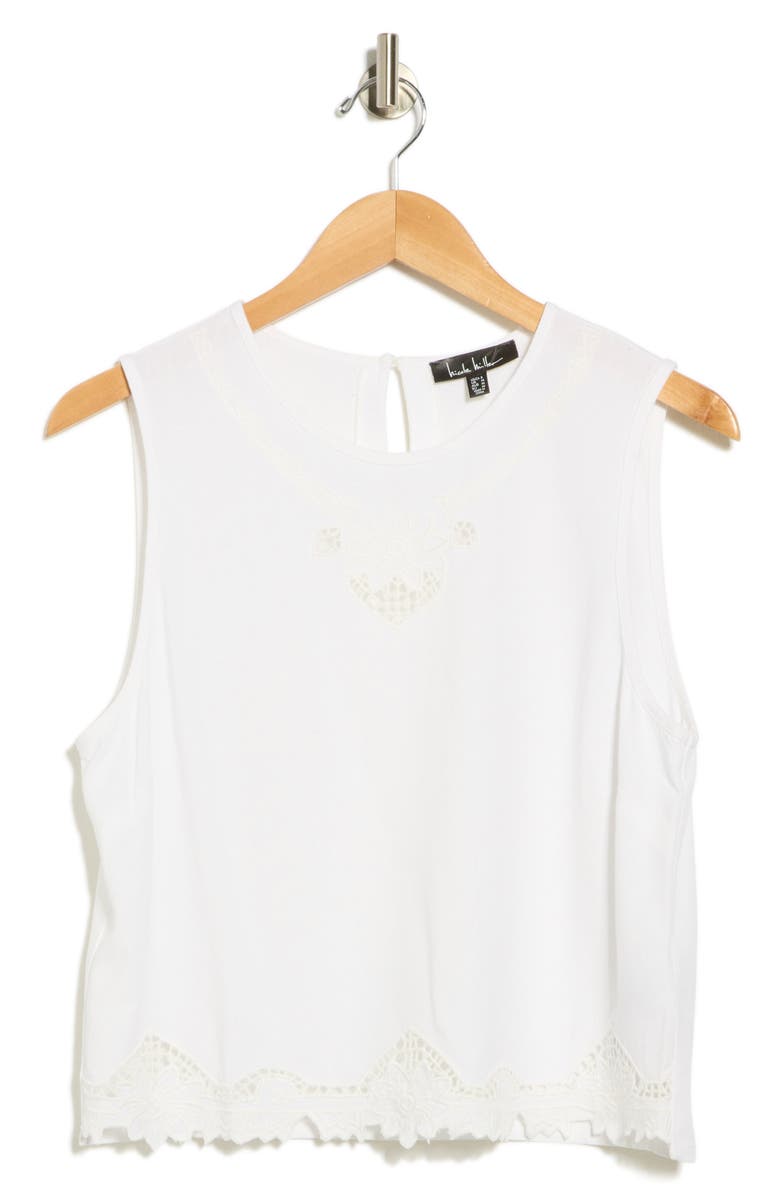 Nicole Miller Embroidered Lace Trim Tank, Alternate, color,