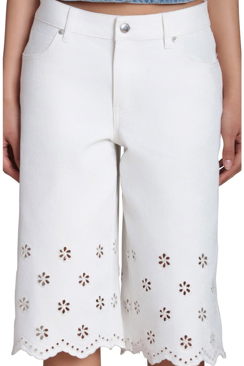 Embroidered Longer Length Shorts, Alternate, color, OFF WHITE