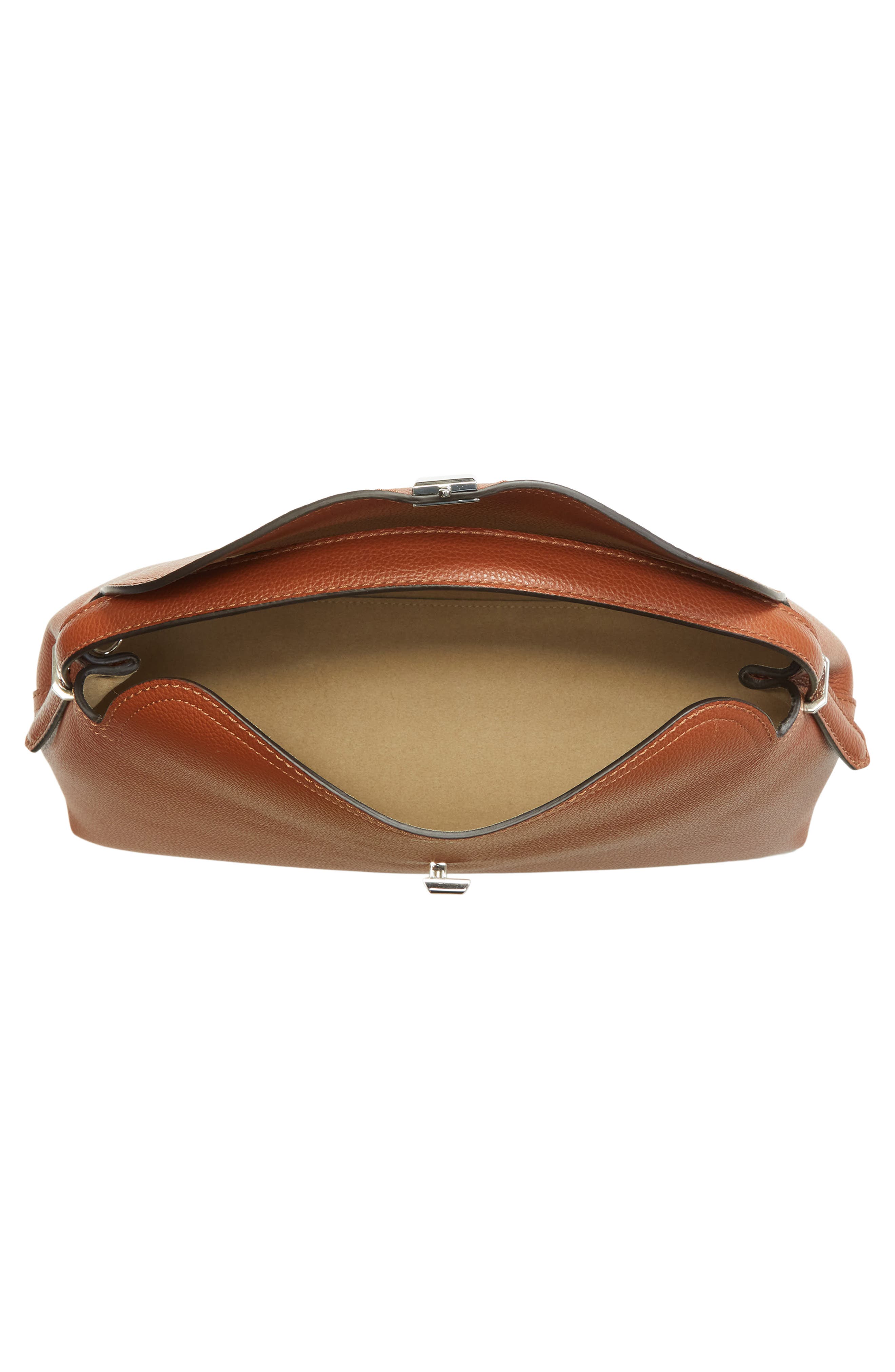 TOTEME T-Lock Grained Leather Top Handle Bag, Alternate, color, Sienna