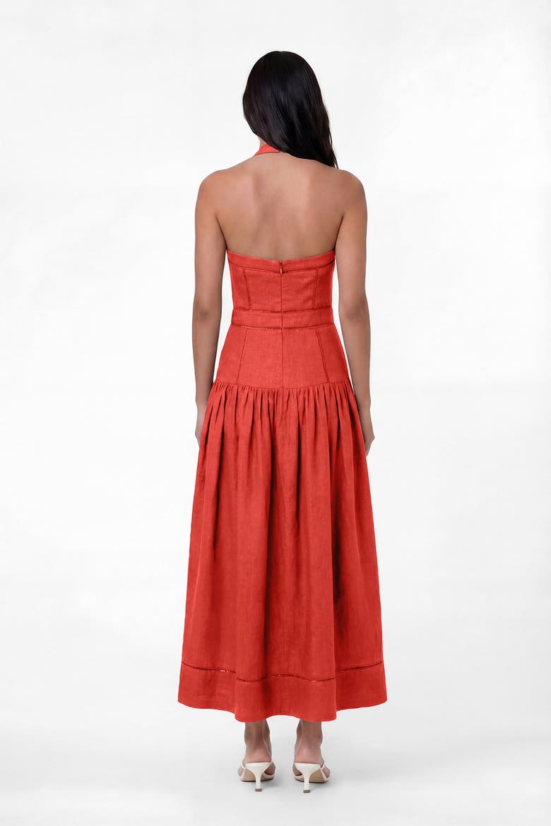 Vivianne Linen Dress, Alternate, color, TOMATO