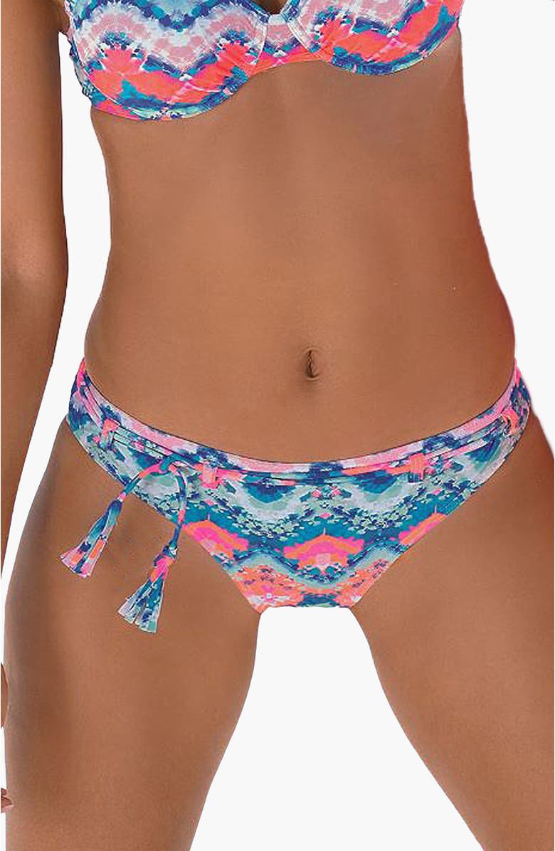 LASCANA Watercolor Print Bikini Bottom, Main, color, Blue & Orange