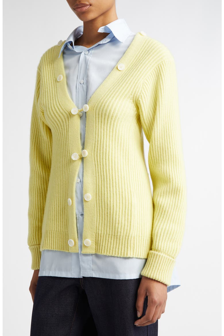 Button Detail Cashmere Rib Sweater, Alternate, color, YELLOW