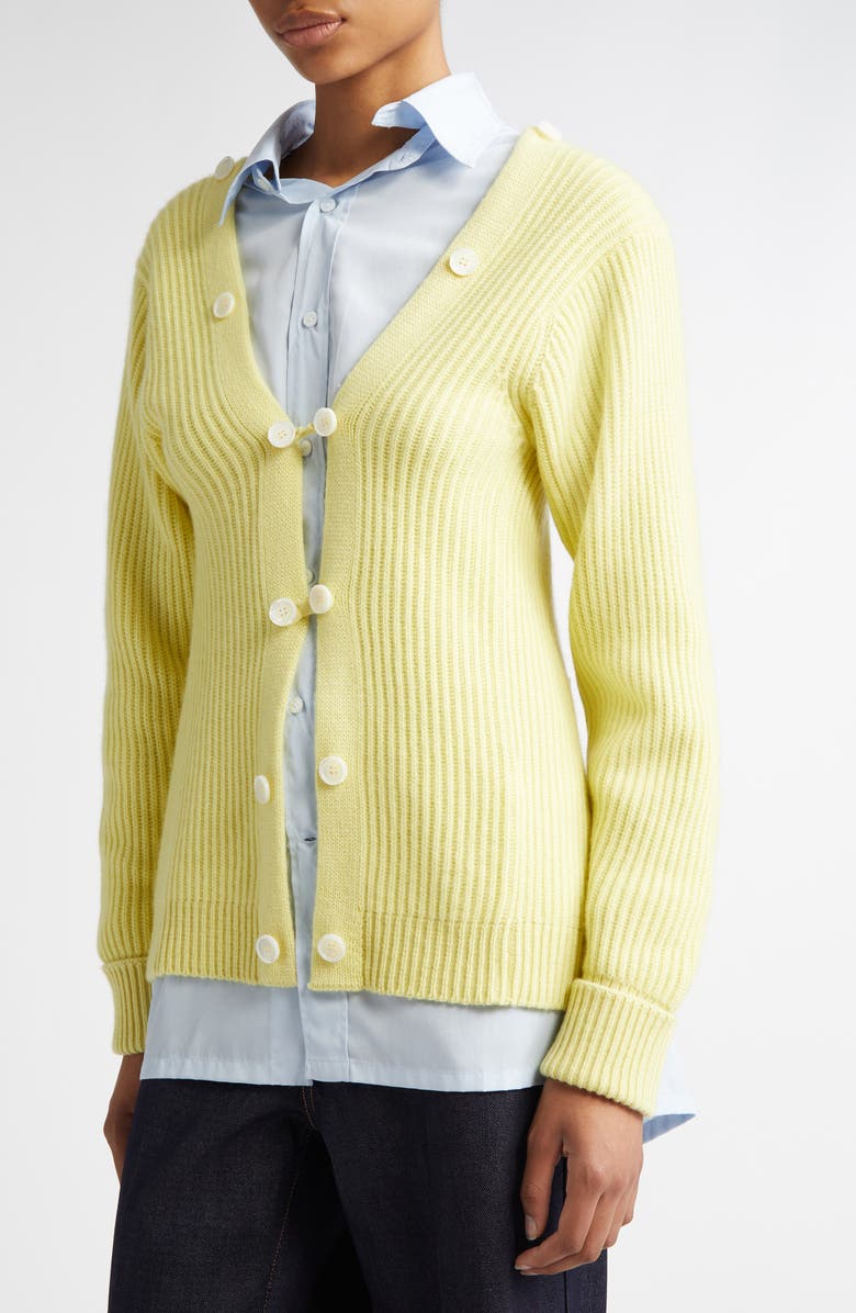 SETCHU Button Detail Cashmere Rib Sweater, Alternate, color, Yellow
