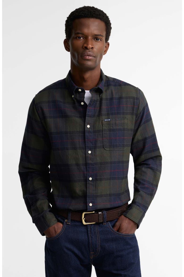 Kyeloch Tailored Fit Plaid Cotton Button-Down Shirt, Alternate, color, SHADOW CLASSIC TARTAN