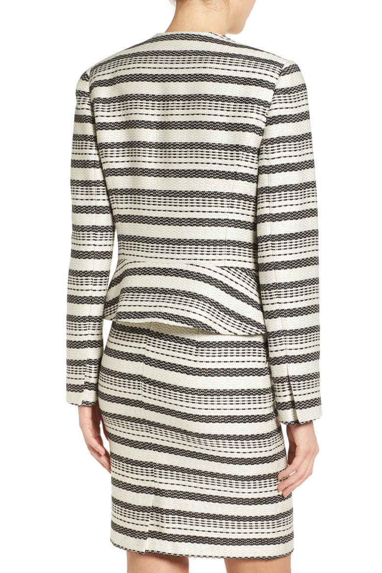LONG SLEEVE NO CLOSURE JACKET, Alternate, color, IVORY- BLACK TWEED